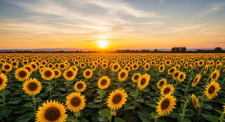 Obraz premium sunflower field at sunset