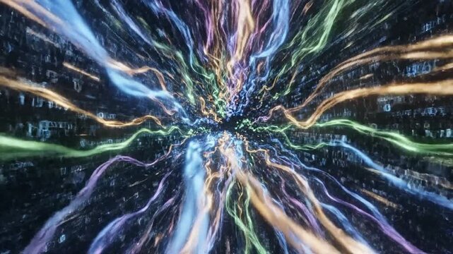 Abstract line stream flow big data, speed line background technology, camera move forward. 60779819 2