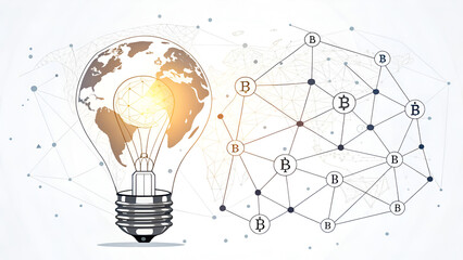 Polygon Idea Light Bulb on Blockchain Technology Concept, Digital Innovation and Crypto Network Inspiration, Futuristic Polygonal Lightbulb Symbolizing Decentralized Tech and Smart Ideas