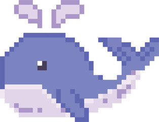 Fototapeta premium Blue Whale Cartoon Pixel Art Clip Art