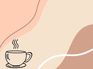 Aesthetic Coffee Background. Minimal Pastel Coffee Design. Abstract Coffee Wave Illustration