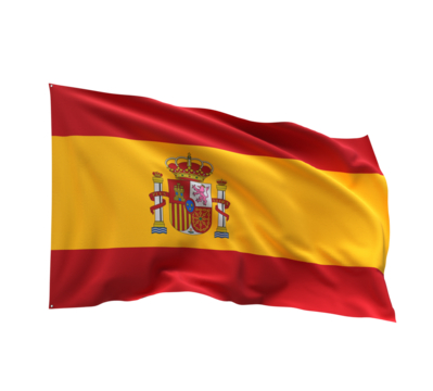 Spanish Flag: A vibrant flag of Spain flutters gracefully in the wind, showcasing its rich colors and emblematic design. Symbol of culture, identity, and national pride.