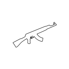A large black outline assault rifle on the center. Illustration on transparent background