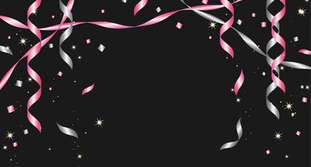 垂れ下がるリボンの背景イラスト素材 ベクター お祝い 誕生日 イベント サプライズ