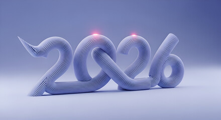 3D Rendered Year 2026 with Glowing Red Lights new year
