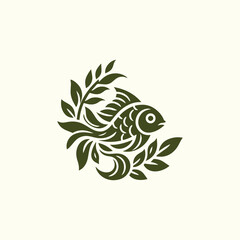 Obraz premium Floral Fish Logo