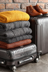 Close up suitcases and travel essentials being packed into bags.