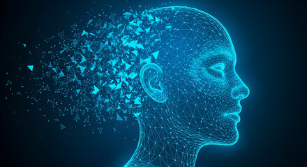Digital Human Head Dissolving into Particles artificial intelligence