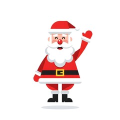 Happy Santa Claus Waving Hand Christmas Holiday Vector Illustration