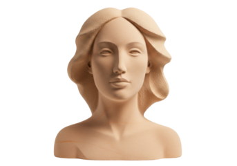 Isolated female statue bust, decorative art object, elegant, minimal details, modern aesthetic