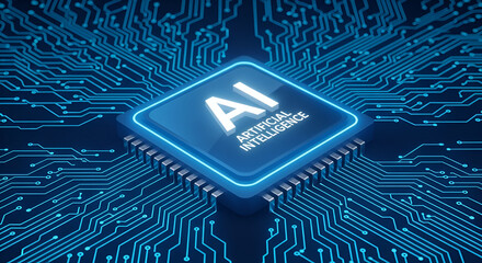AI Artificial Intelligence Microchip on Circuit Board
