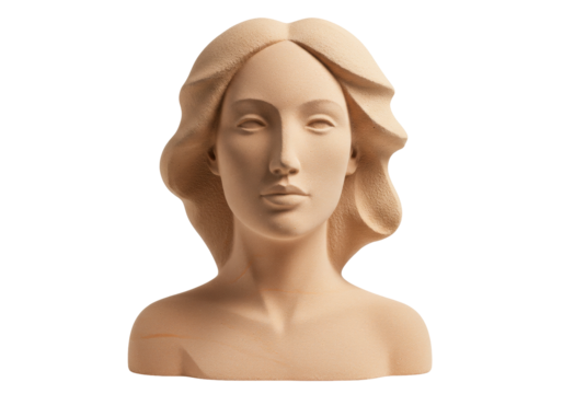 Isolated female statue bust, decorative art object, elegant, minimal details, modern aesthetic