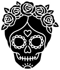 skull illustration woman silhouette background logo death icon face outline halloween skeleton girl female art dead design horror head shape mexico vector graphic background