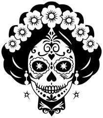 skull illustration woman silhouette background logo death icon face outline halloween skeleton girl female art dead design horror head shape mexico vector graphic background