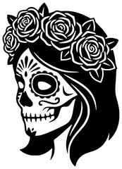 skull illustration woman silhouette background logo death icon face outline halloween skeleton girl female art dead design horror head shape mexico vector graphic background
