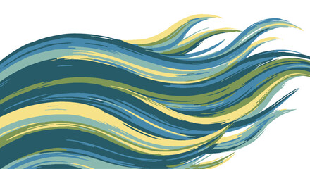 Stylized sea waves in a vibrant color palette, abstract graphic with flowing lines and texture