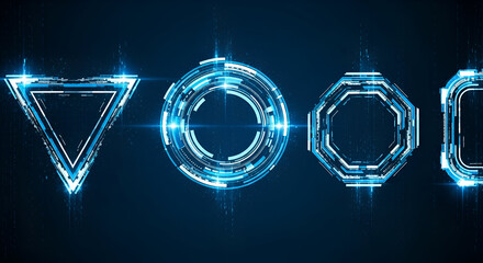 Futuristic HUD Geometric Shapes with Blue Glow heads-up display