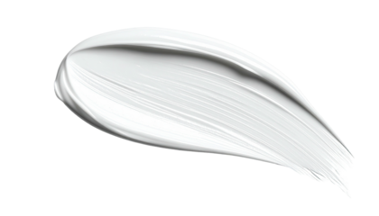 Thick swipe of textured, glossy white cream on black background