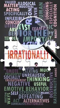 Irrationality under magnifying glass, being researched, studied and examined. Most important subjects and ideas closely related to irrationality written around a puzzle.
