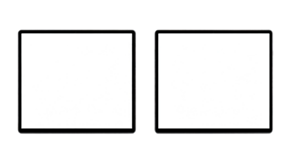 Two sleek screens with blank white displays against a black backdrop