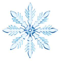 3D Illustration of a Light Blue Snowflake