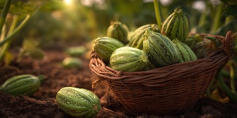 A basket full of courgette .