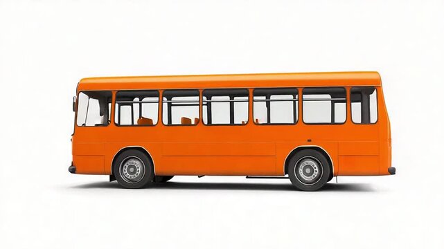 Orange bus with a retro design isolated on white background