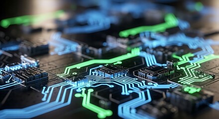 Close Up Circuit Board Microchip Traces