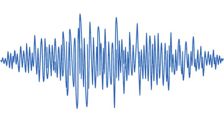 Dynamic blue audio waveform illustrating intricate sound frequency and digital data oscillation pattern