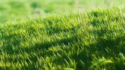 Tall blades of bright green grass sway softly in a gentle breeze, illuminated by golden sunlight in a serene outdoor setting. The peaceful field invites tranquility and reflection.