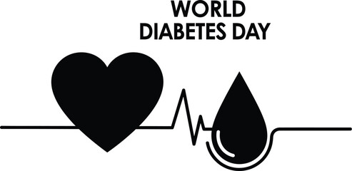 World diabetes day concept with heart and blood drop awareness campaign for diabetes prevention and treatment