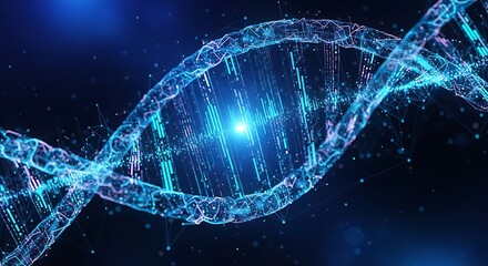 Glowing DNA Helix Structure Digital Biology