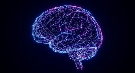 Glowing Wireframe Human Brain Model