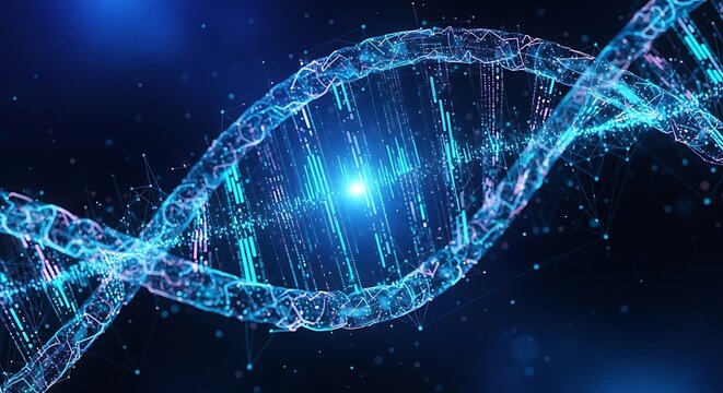Glowing DNA Helix Structure Digital Biology