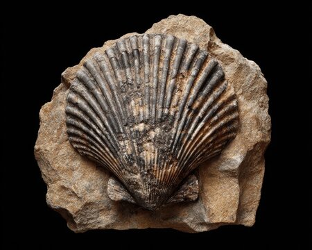 Brachiopod Fossil: Intricate Geological Detail of Isolated Marine Life in Macro Perspective