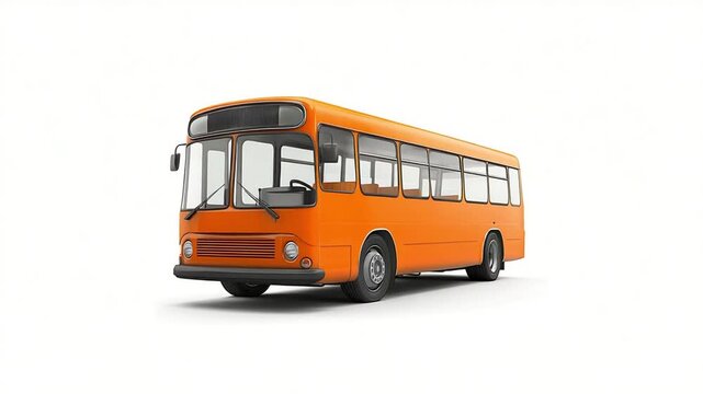 Orange bus isolated on white background, a classic mode of transportation