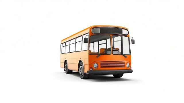 Orange bus isolated on white background showcasing transportation vehicle design