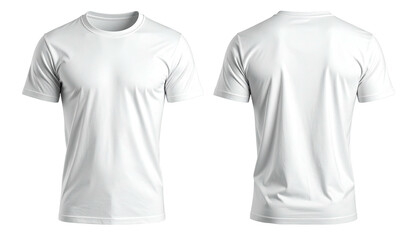 White t-shirt, front and back view, plain template, isolated