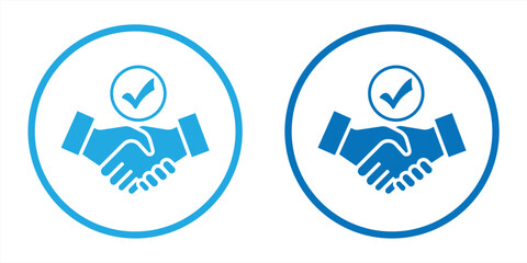 Fototapeta premium handshake icon with check mark, agreement icon, vector illustration