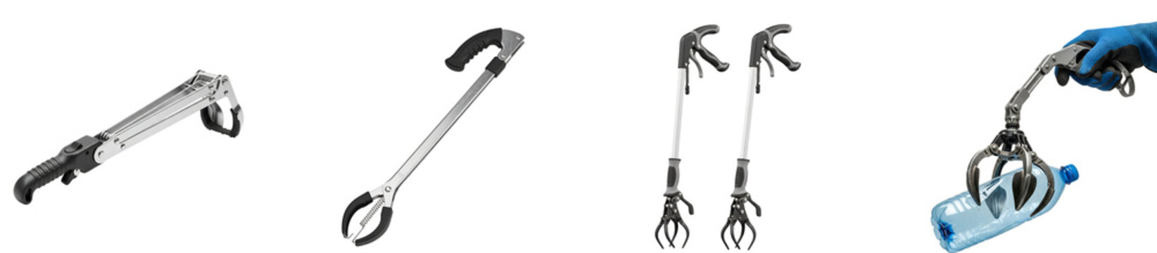 Collection tools displayed against a plain setting for environmental cleanup purposes shown here on transparent background