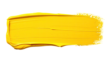 Bright yellow paint stroke. Isolated on black background