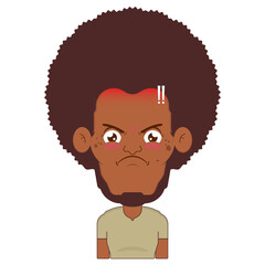 African American man angry face cartoon cute