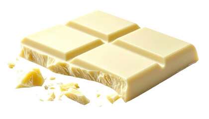 Chunk of white chocolate with broken pieces on dark background