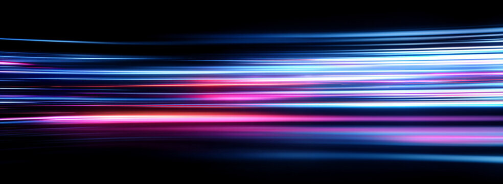 Fast neon lines flow across urban roads, forming abstract patterns of motion, acceleration, and vibrant futuristic energy.