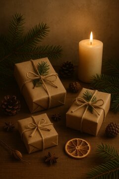 Eco Christmas Gifts with Candlelight