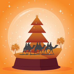 Egypt in snowball with snow