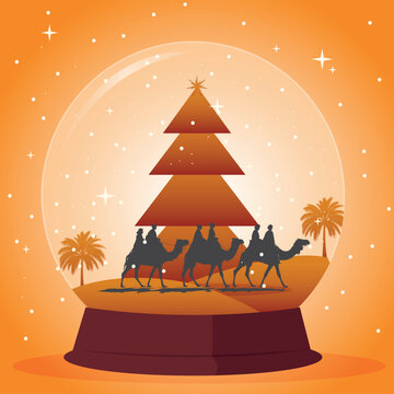 Egypt in snowball with snow