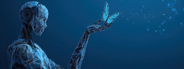 Abstract Robotics Illustration Featuring Humanoid Robot