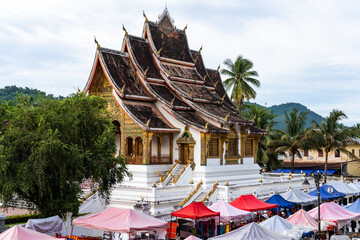 Haw pha bang temple and night market in luang prabang