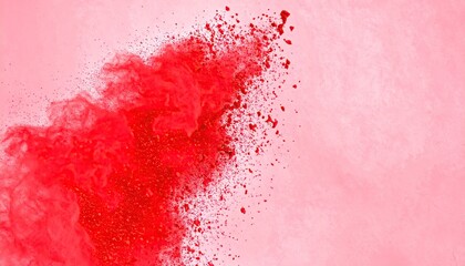 Red Powder Burst on Pink Background